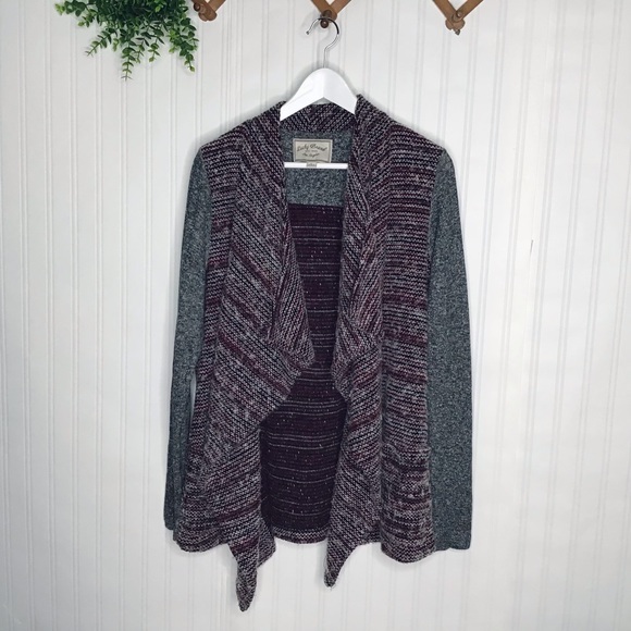Lucky Brand gray wool blend open cascading sweater size Large - Picture 7 of 14